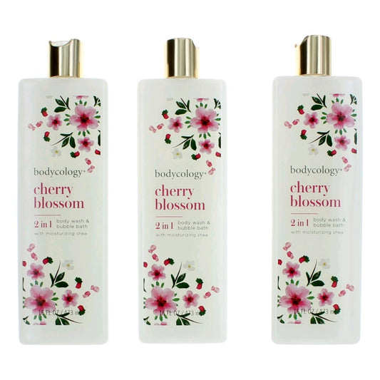 Cherry Blossom by Bodycology, 3 Pack 16oz 2 in 1 Body Wash & Bubble Bath women