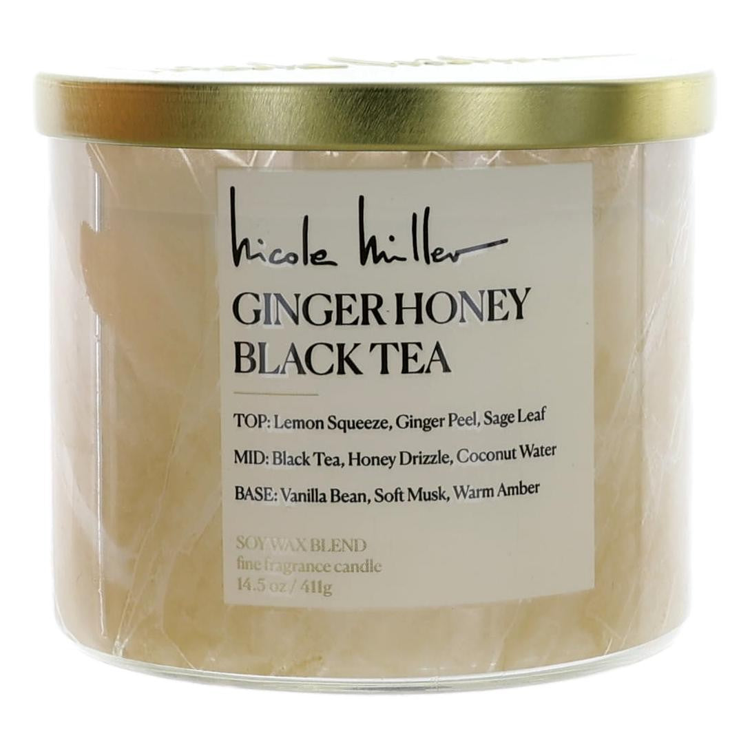 Nicole Miller 14.5oz Soy Wax Blend 3 Wick Candle - Ginger Honey Black Tea