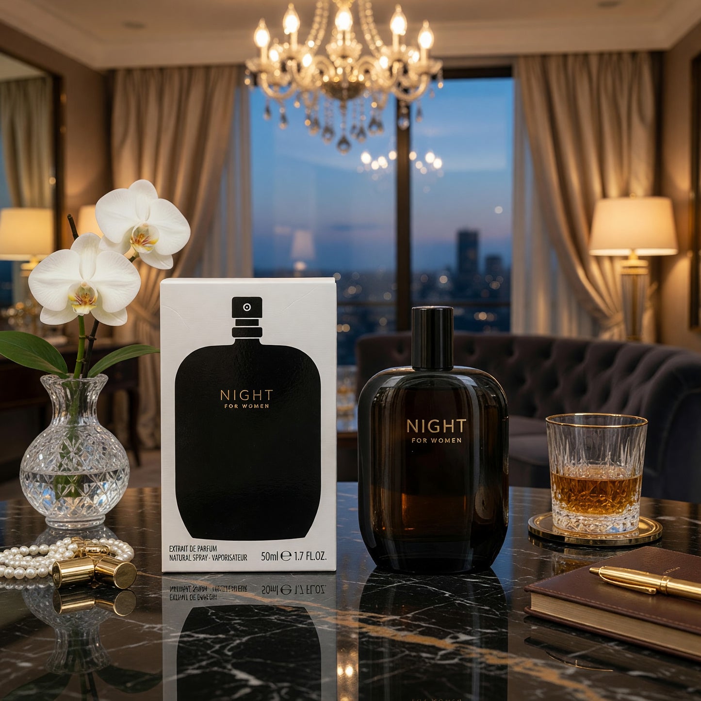 Night by Fragrance One, 1.7 oz Extrait de Parfum Spray for Women