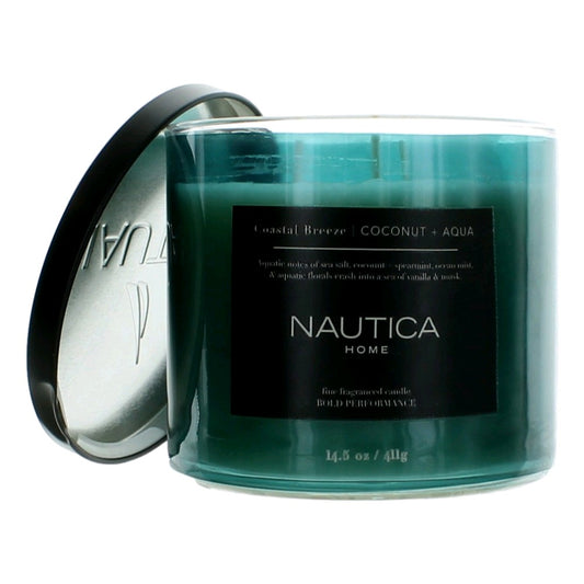 Nautica 14.5oz Soy Wax Blend 3 Wick Candle - Coastal Breeze Coconut & Aqua