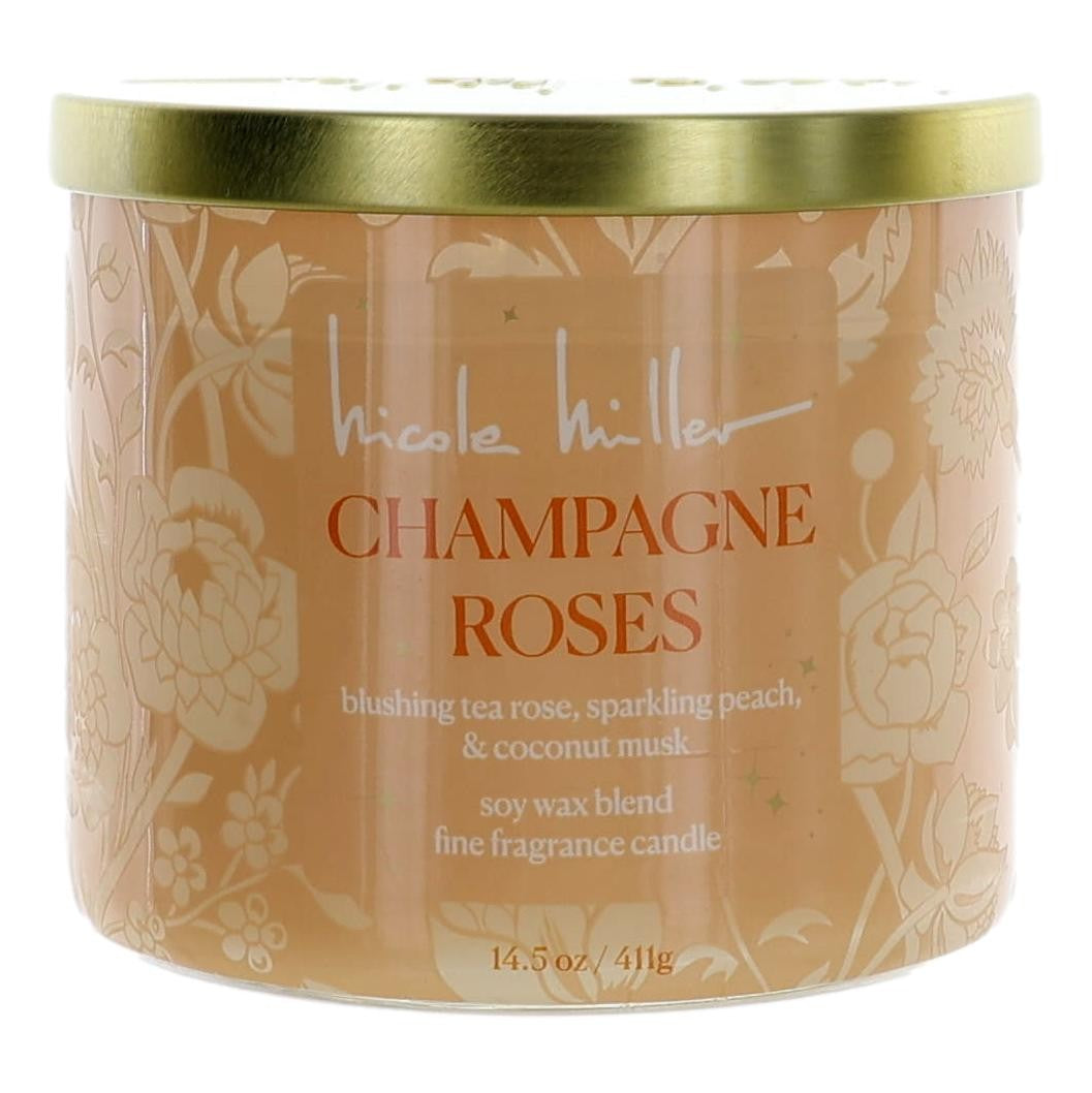 Nicole Miller 14.5 oz Soy Wax Blend 3 Wick Candle - Champagne Roses