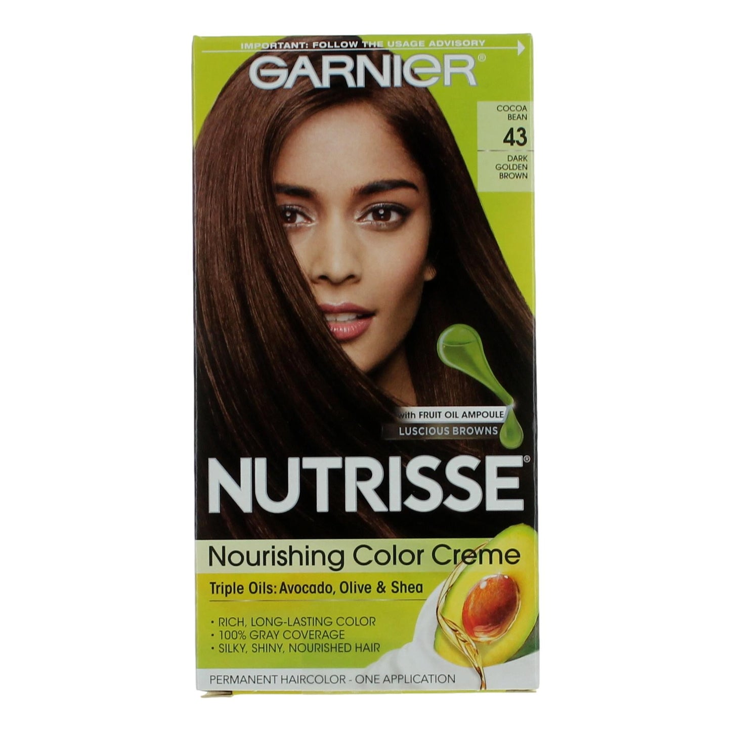 Garnier Hair Color Nutrisse Coloring Creme, Hair Color - Cocoa Bean 43 - Cocoa Bean 43