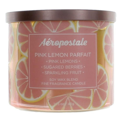 Aeropostale 14.5 oz Soy Wax Blend 3 Wick Candle - Pink Lemon Parfait - Pink Lemon Parfait