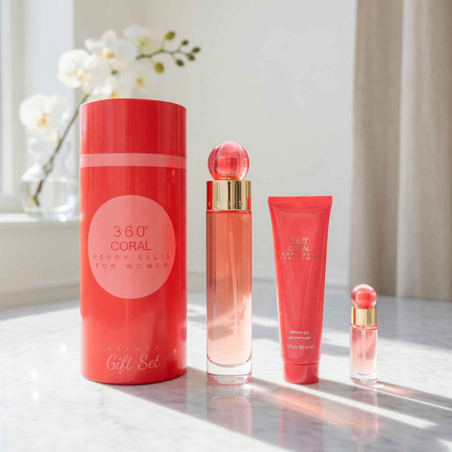 Perry Ellis 360 Coral by Perry Ellis, 3 Piece Gift Set for Women