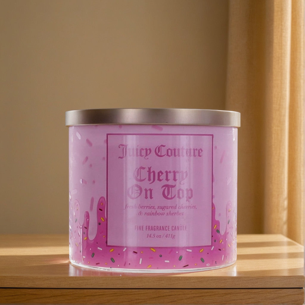 Juicy Couture 14.5 oz Soy Wax Blend 3 Wick Candle - Cherry On Top