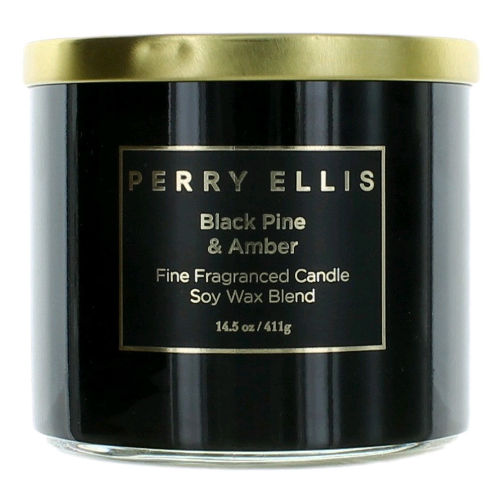 Perry Ellis 14.5 oz Soy Wax Blend 3 Wick Candle - Black Pine & Amber
