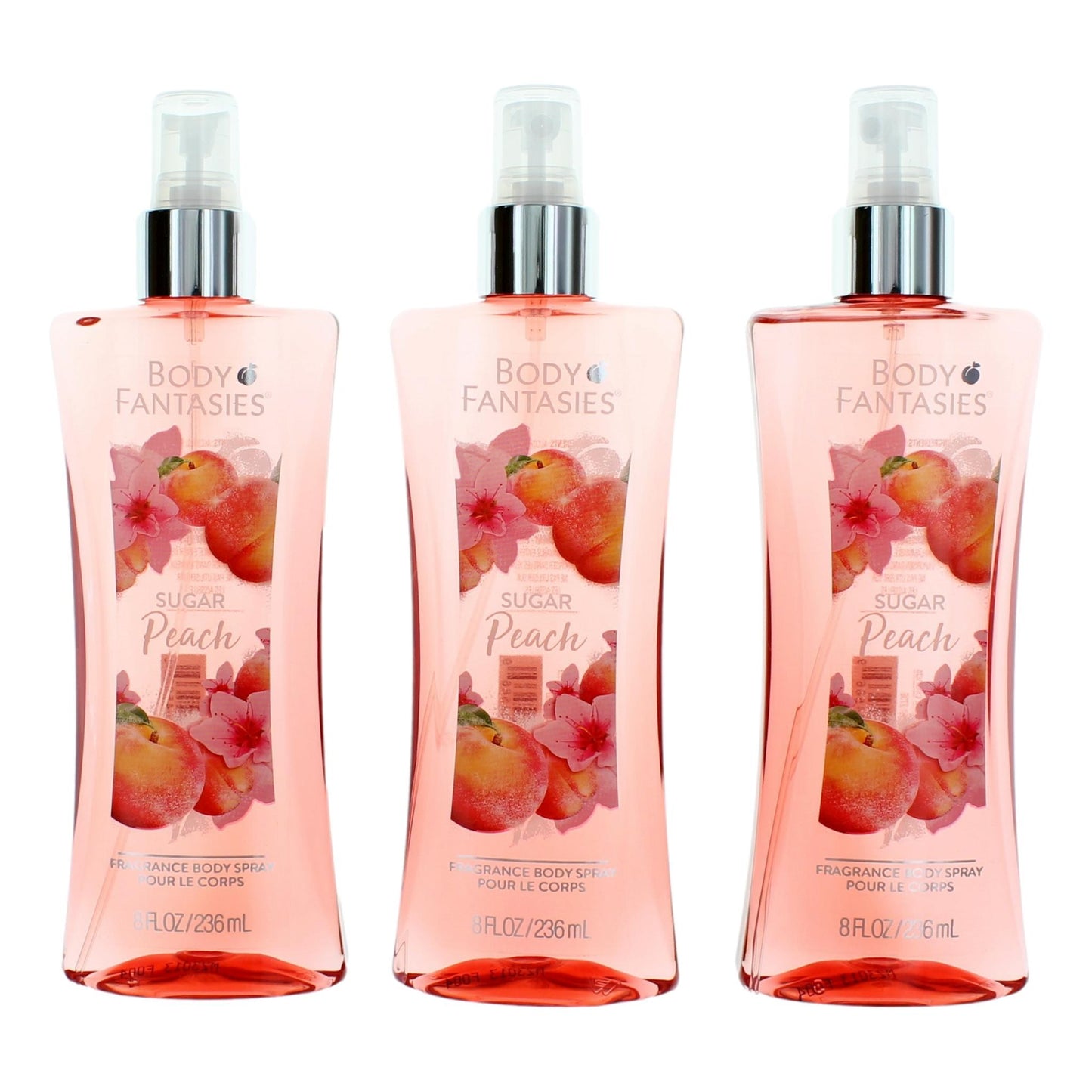 Sugar Peach by Body Fantasies, 3 Pack 8oz Fragrance Body Spray women