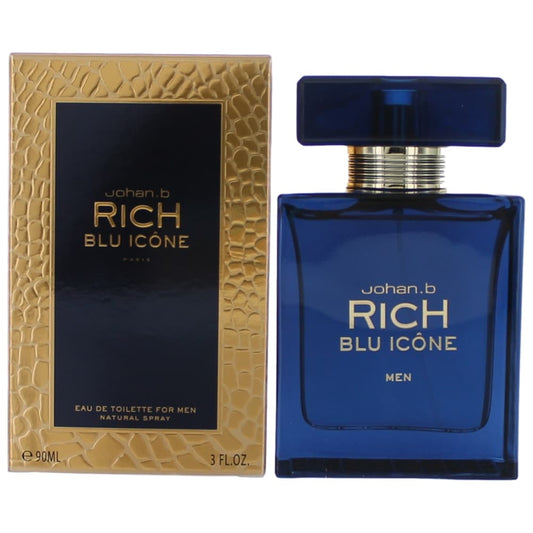 Rich Blu Icone by Johan.b, 3 oz EDT Spray for Men