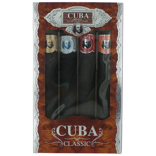 Cuba Classic by Cuba, 4 Piece Gift Set men with Orange, Red, Blue & Gold