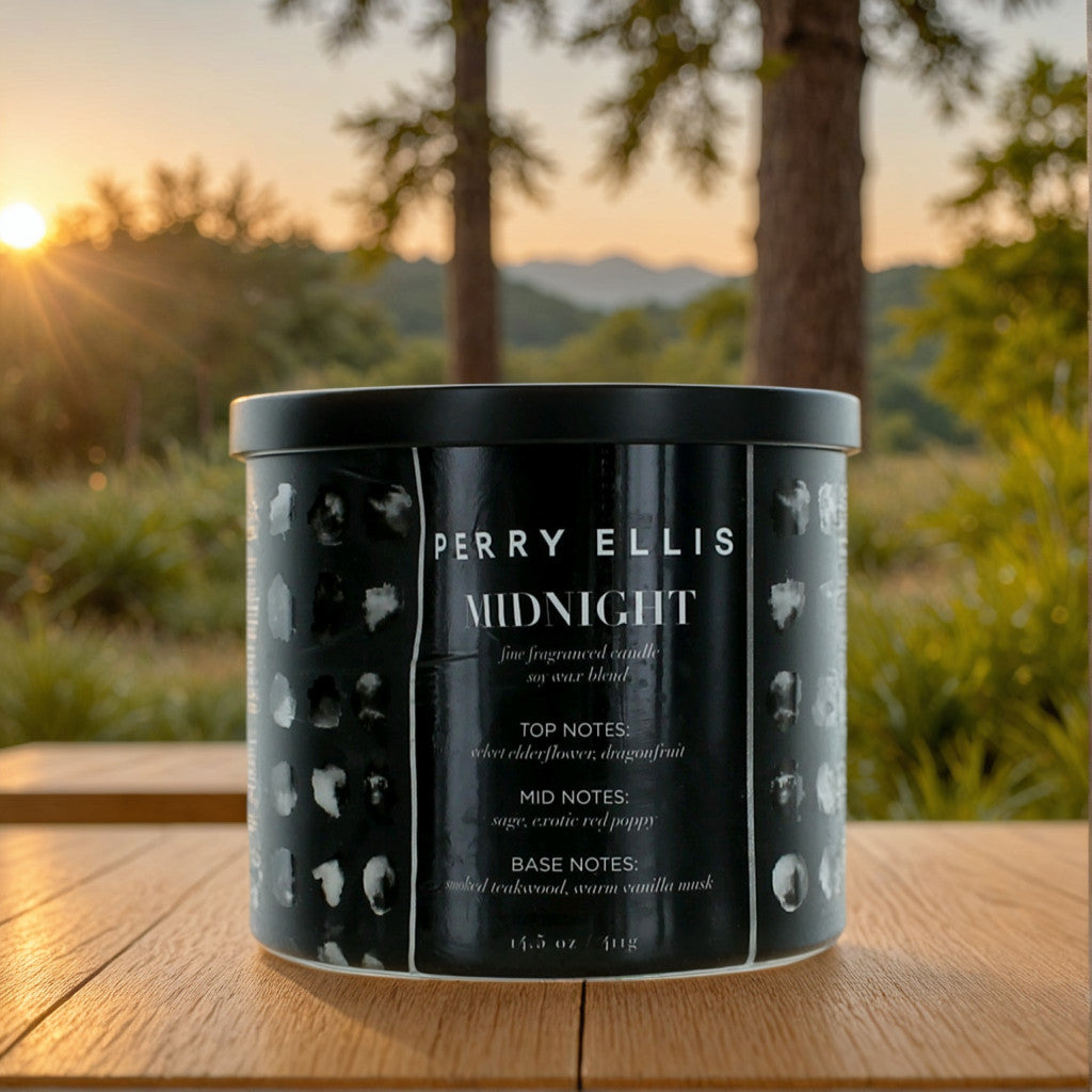 Perry Ellis 14.5 oz Soy Wax Blend 3 Wick Candle - Midnight