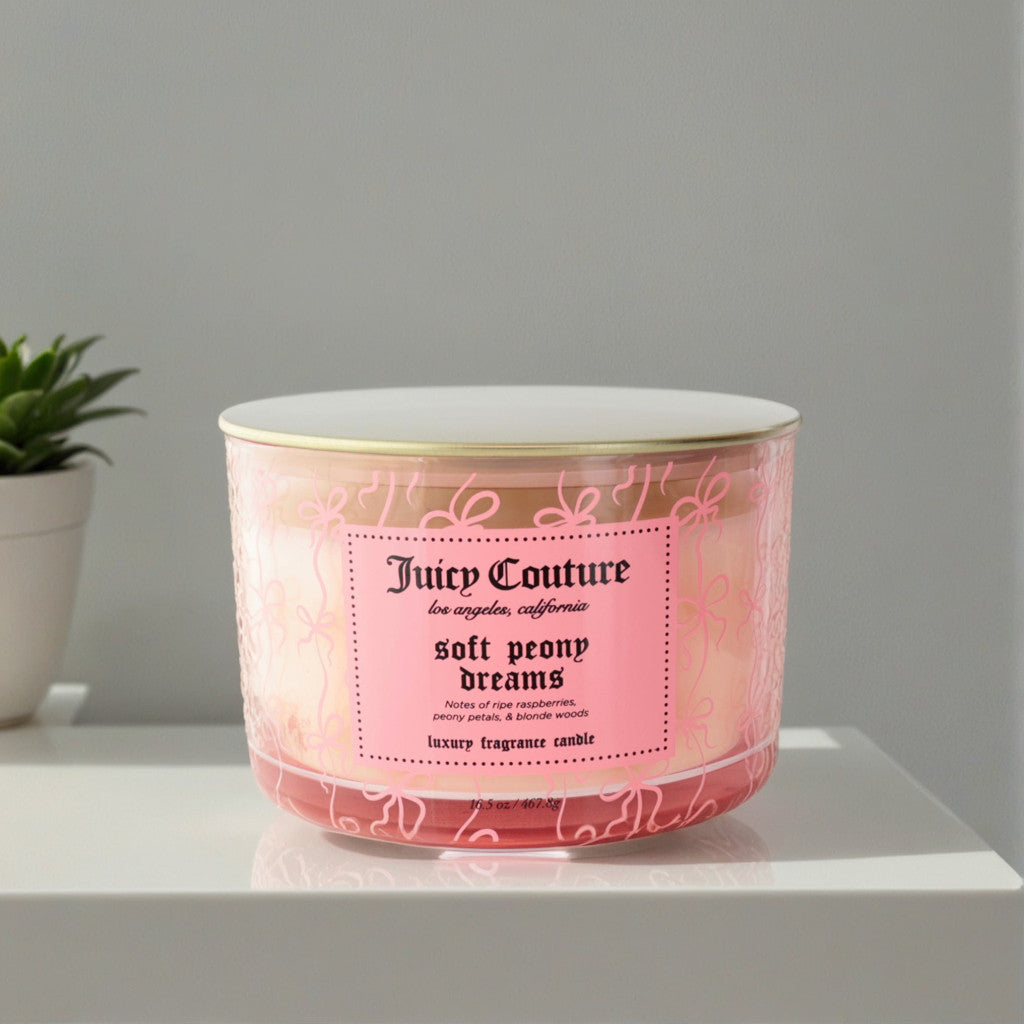 Juicy Couture 16.5 oz Soy Wax Blend 3 Wick Candle - Soft Peony Dreams