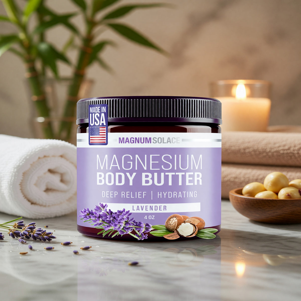 Magnesium Body Butter by Magnum Solace, 5 oz Body Butter - Lavender - Lavender