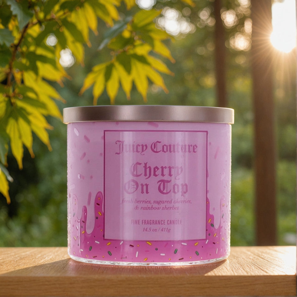 Juicy Couture 14.5 oz Soy Wax Blend 3 Wick Candle - Cherry On Top