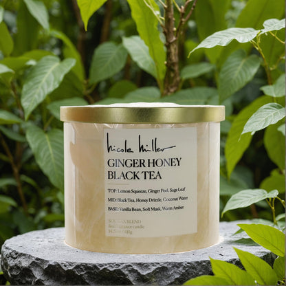 Nicole Miller 14.5oz Soy Wax Blend 3 Wick Candle - Ginger Honey Black Tea