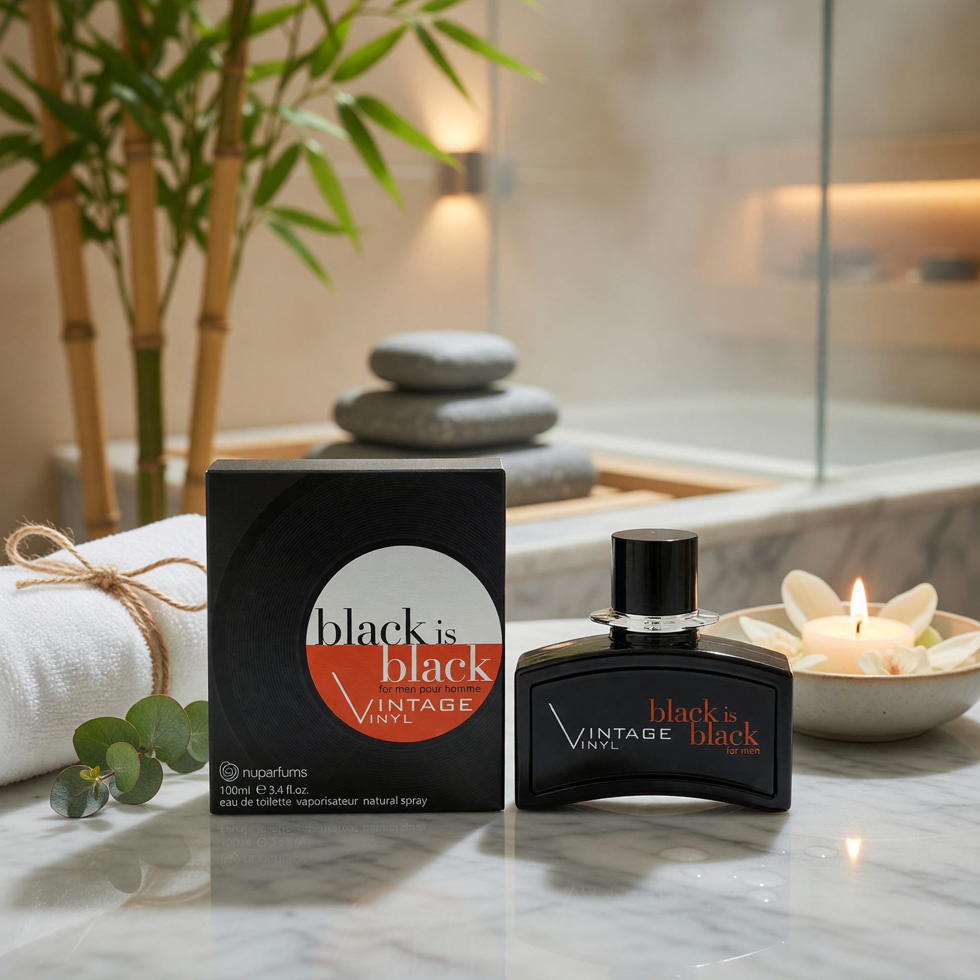 Black is Black Vintage Vinyl by NuParfums, 3.4 oz EDT Spray for Men
