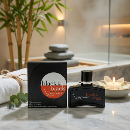 Black is Black Vintage Vinyl by NuParfums, 3.4 oz EDT Spray for Men