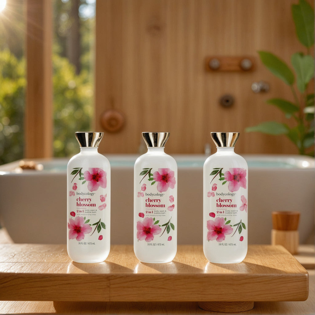 Cherry Blossom by Bodycology, 3 Pack 16oz 2 in 1 Body Wash & Bubble Bath women