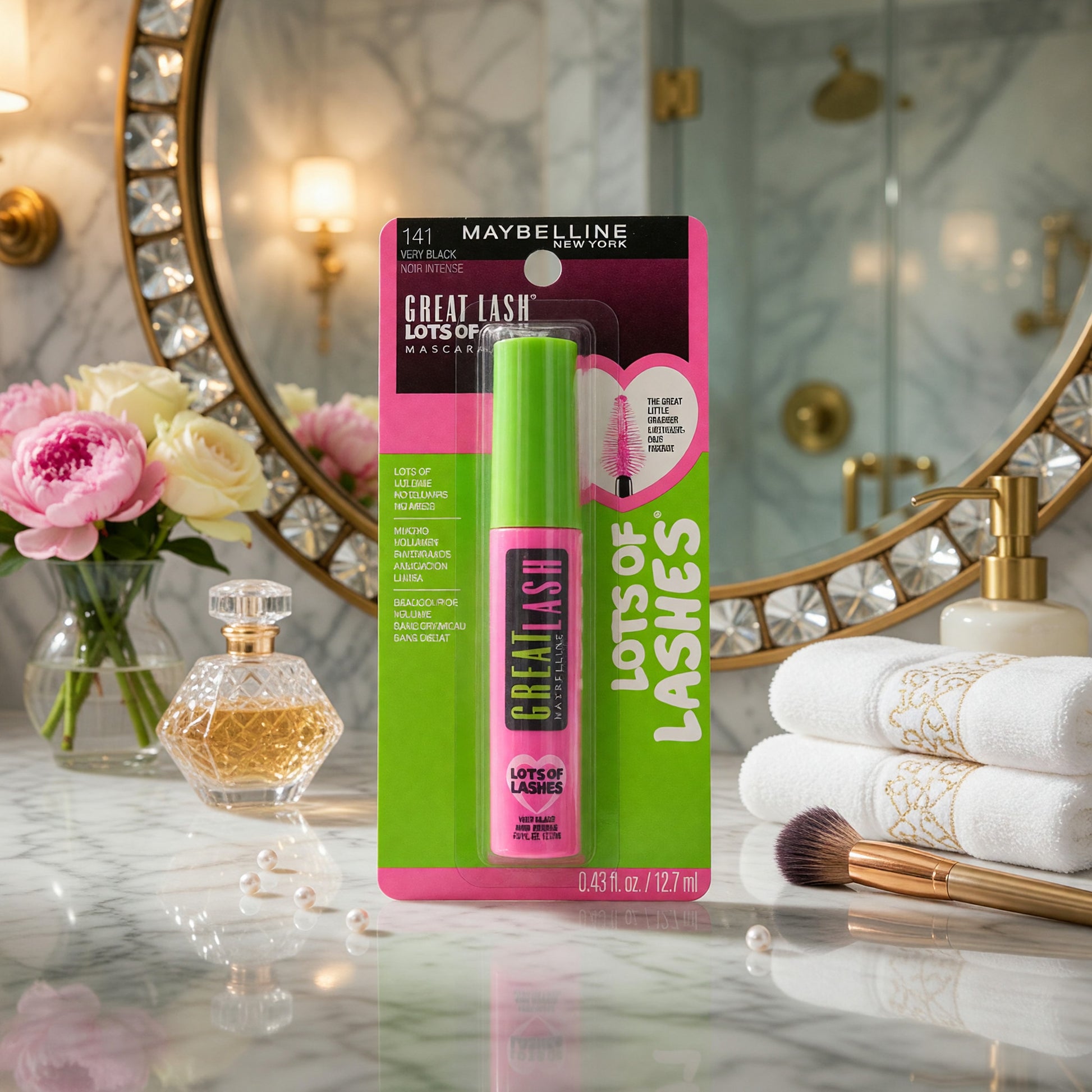 Great Lash Lots of Lashes by Maybelline, 0.43 oz Washable Mascara - 141 Very Black