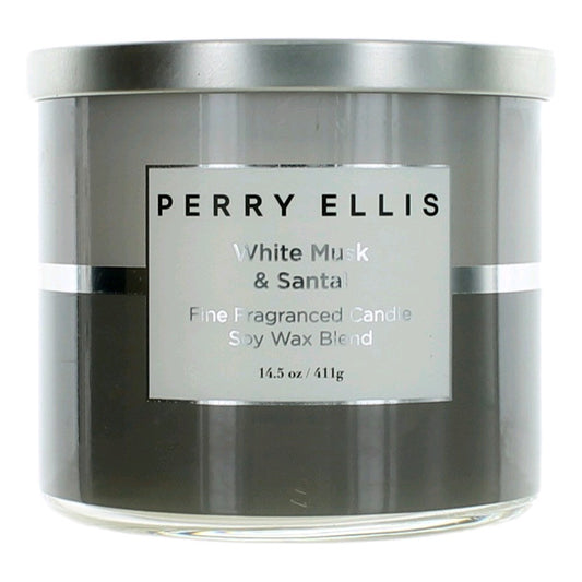 Perry Ellis 14.5 oz Soy Wax Blend 3 Wick Candle - White Musk & Santal