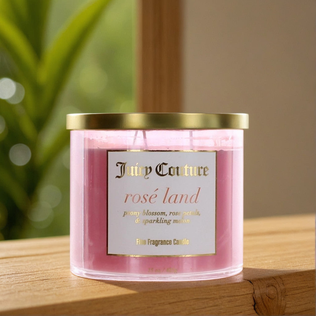 Juicy Couture 14.5 oz Soy Wax Blend 3 Wick Candle - Rose Land