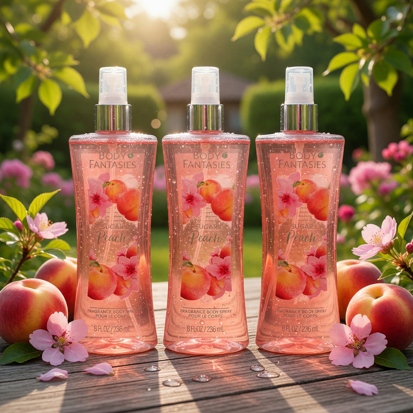 Sugar Peach by Body Fantasies, 3 Pack 8oz Fragrance Body Spray women