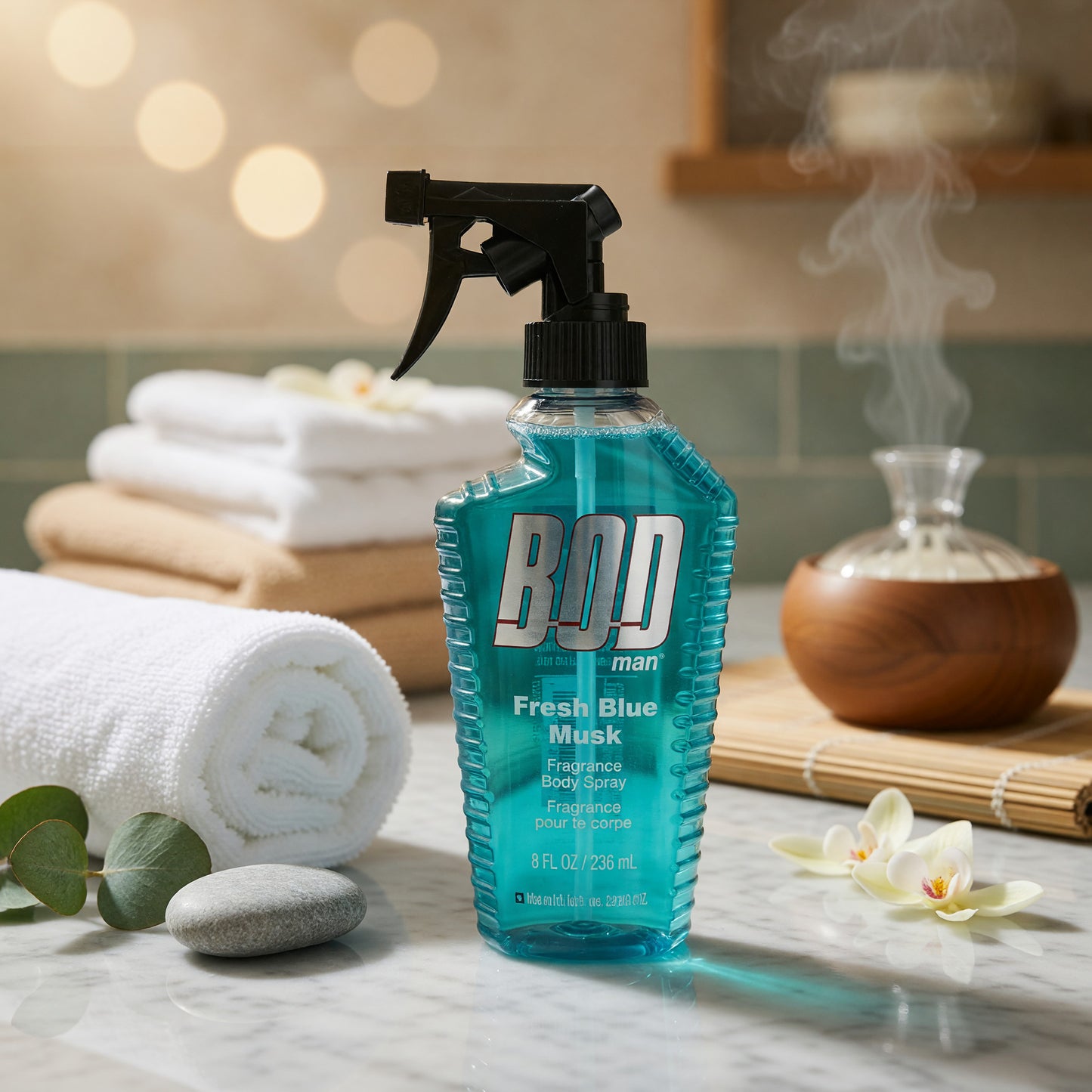 Bod Man Fresh Blue Musk by Parfums De Coeur, 8oz Fragrance Body Spray men