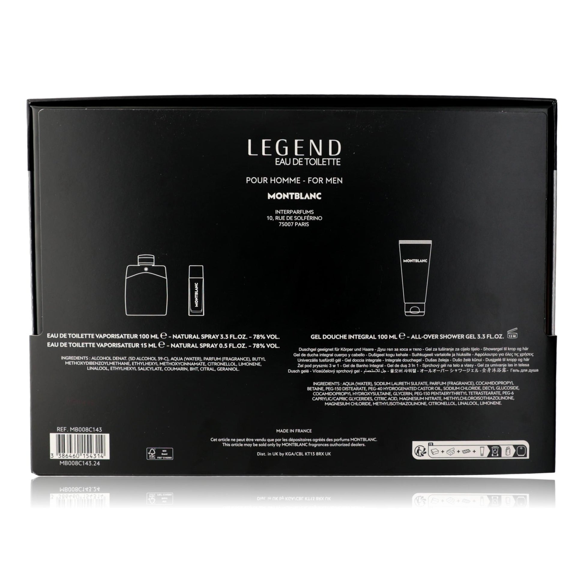 Mont Blanc Legend by Mont Blanc, 3 Piece Set for Men