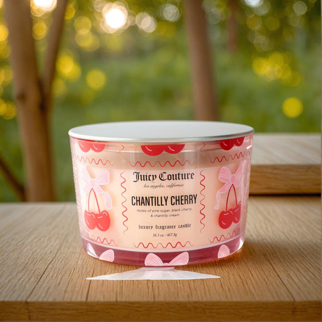  Juicy Couture 16.5 oz Soy Wax Blend 3 Wick Candle - Chantilly Cherry 