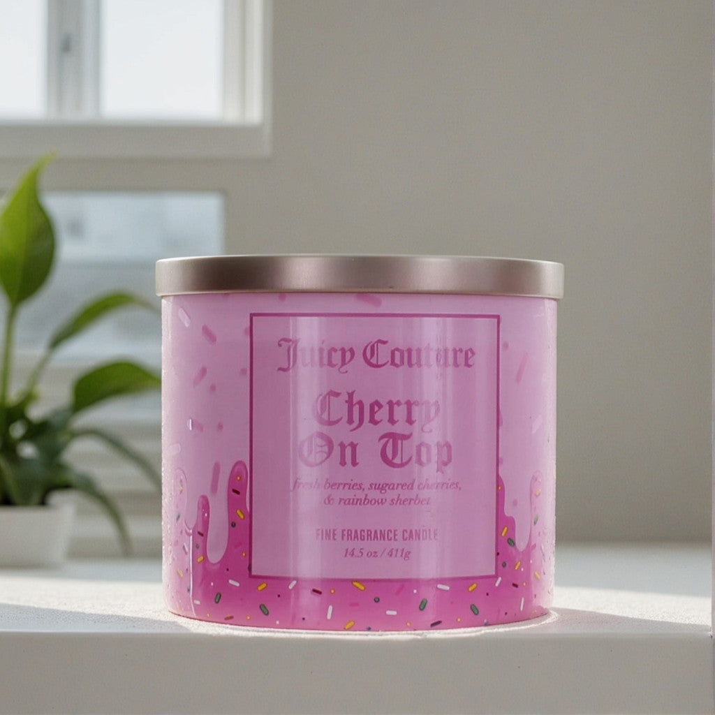 Juicy Couture 14.5 oz Soy Wax Blend 3 Wick Candle - Cherry On Top