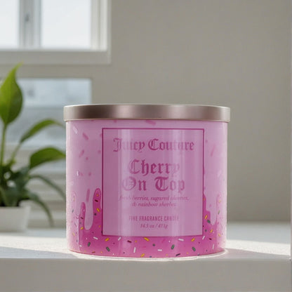 Juicy Couture 14.5 oz Soy Wax Blend 3 Wick Candle - Cherry On Top