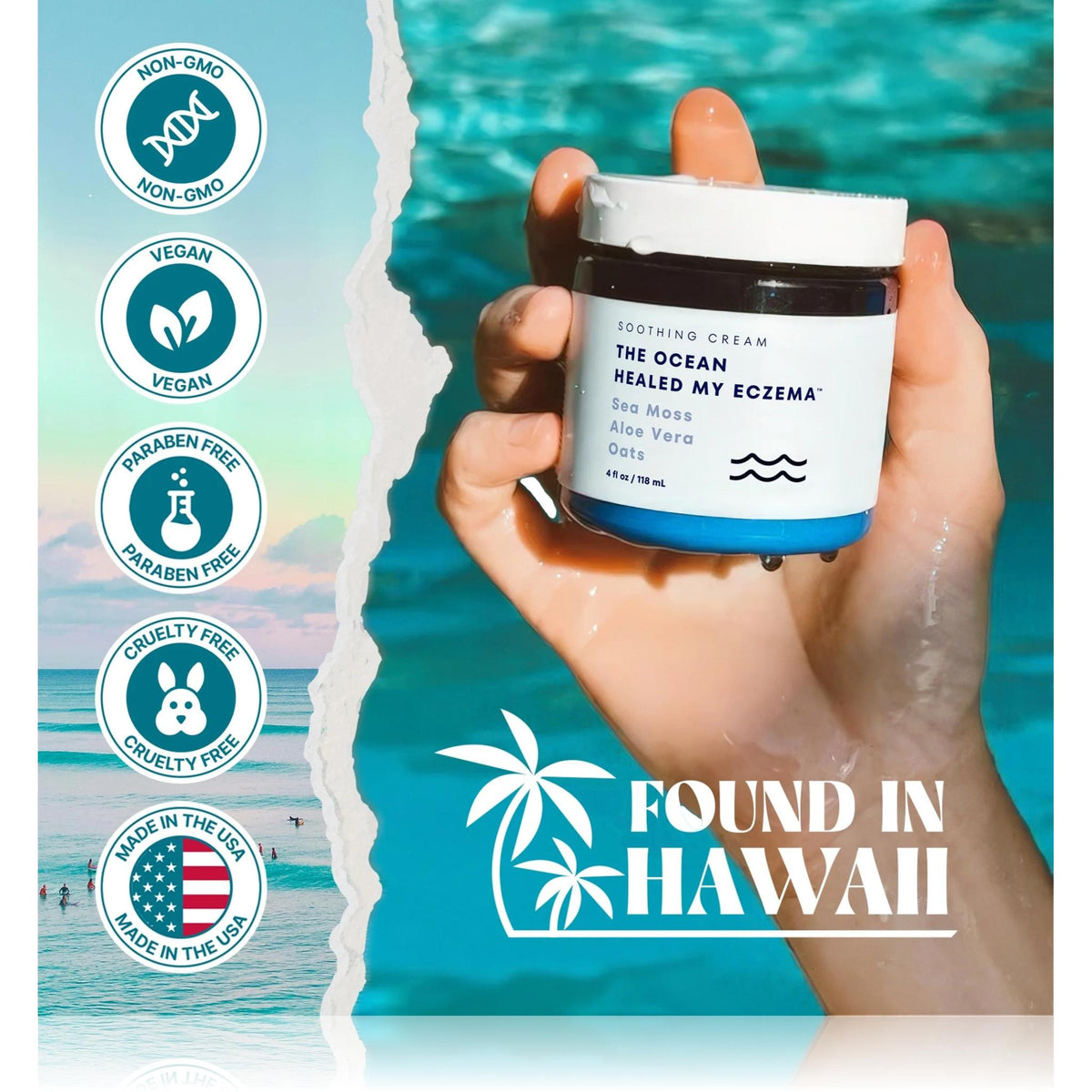 The Ocean Healed My Eczema by HBTO, 4 oz Soothing Cream 