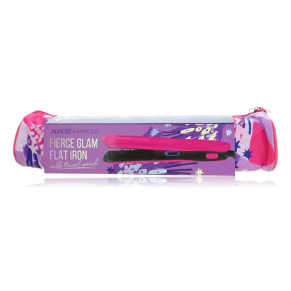 Fierce Glam by Almost Famous, Flat Iron With Travel Pouch - Pink 