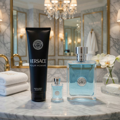 Versace Pour Homme by Versace, 3 Piece Set with 3.4 oz for Men