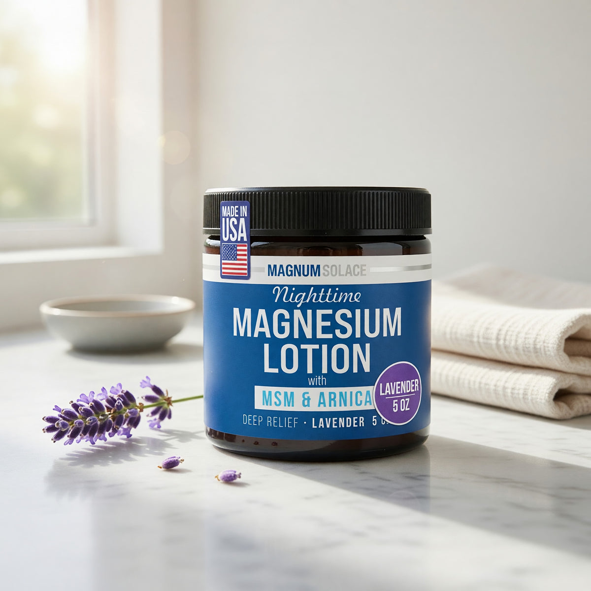 Nighttime Magnesium Lotion with MSM & Arnica, 5oz Lotion - Lavender