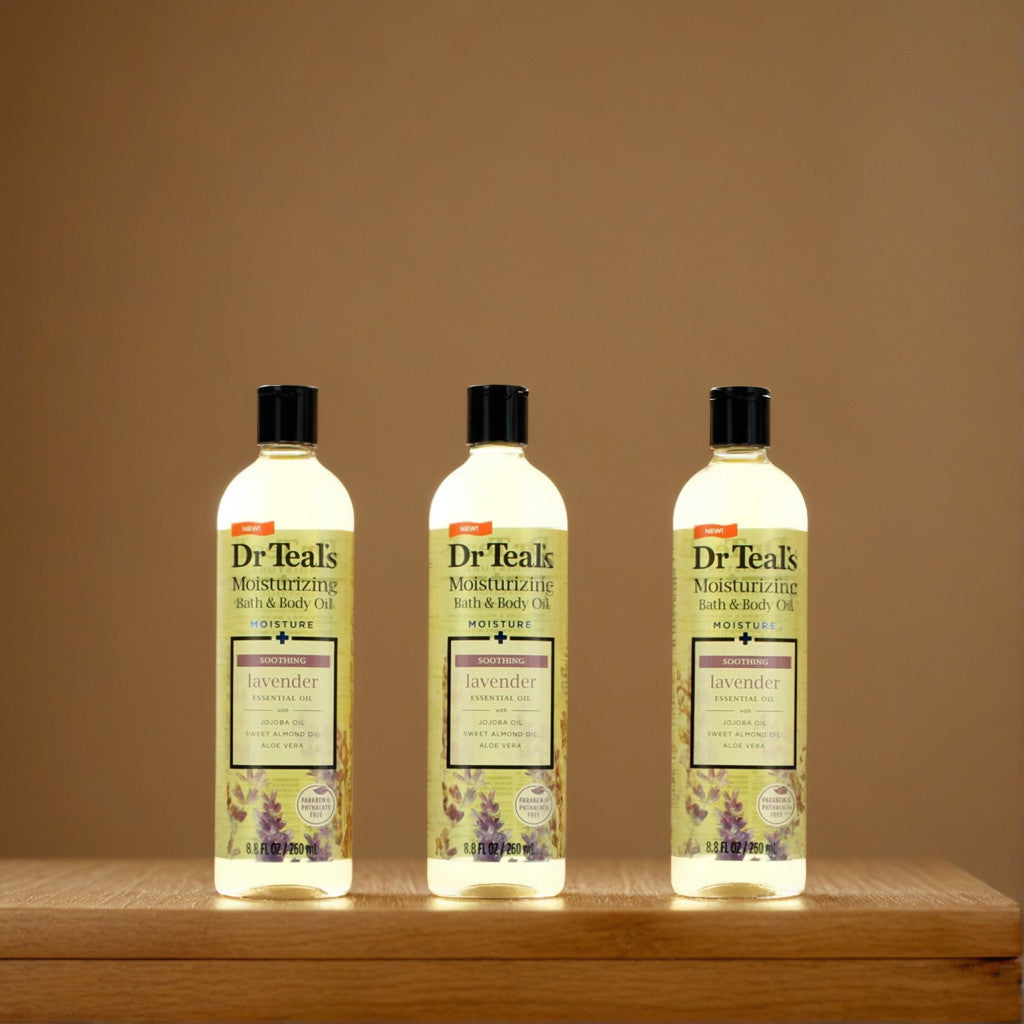 Soothing Lavender Essential Oil, 3 Pack 8.8oz Moisturizing Bath & Body Oil