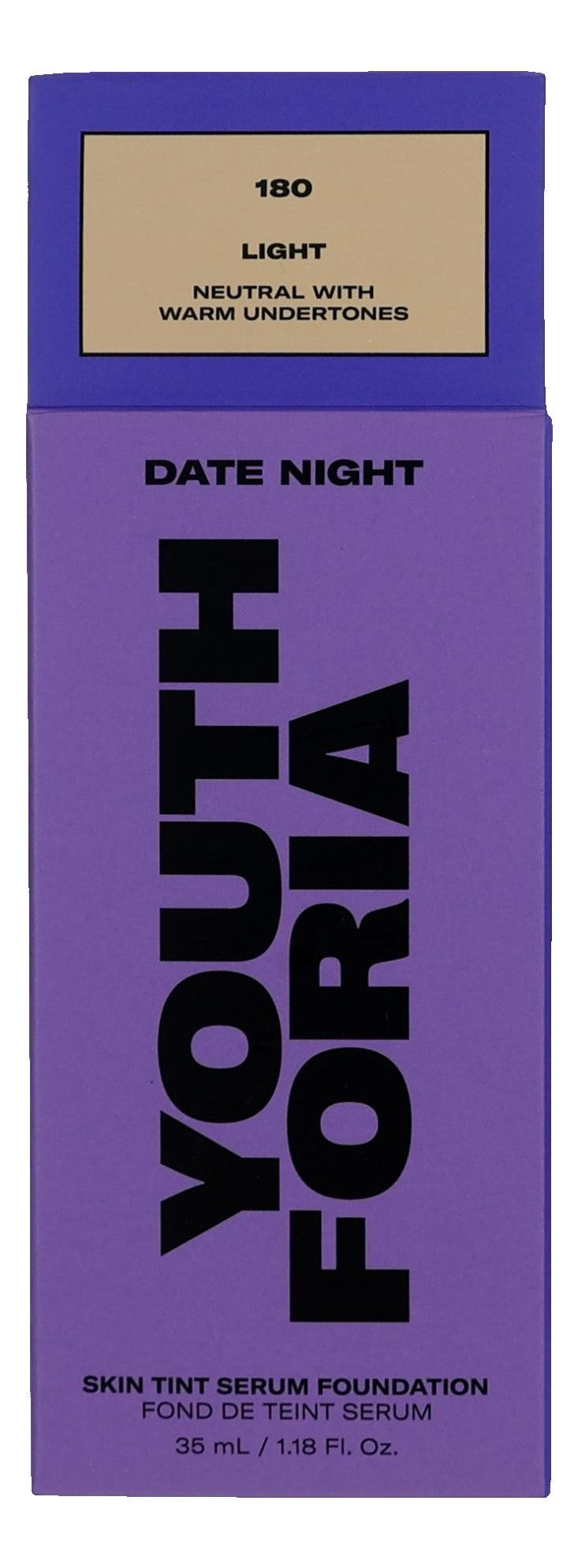 Date Night by Youthforia, 1.18oz Skin Tint Serum Foundation - 180 Light - 180 Light