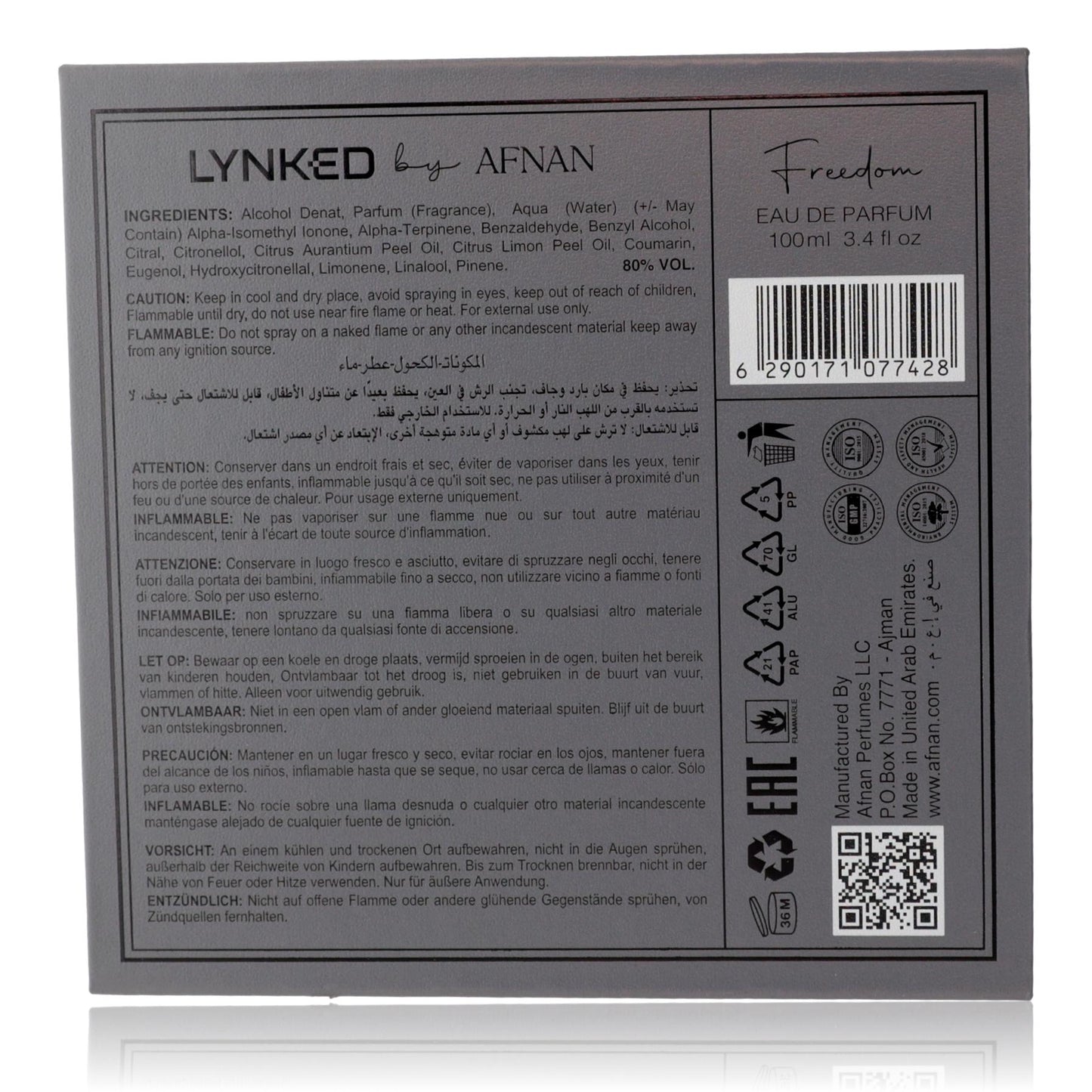 Lynked Freedom by Afnan, 3.4 oz EDP spray for Men