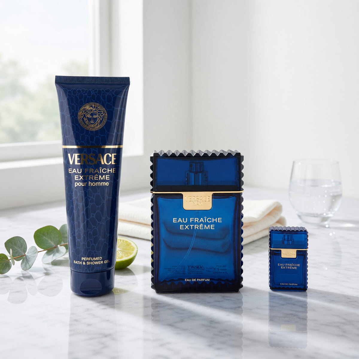 Versace Eau Fraîche Extreme by Versace , 3 Piece Gift Set men with Shower Gel