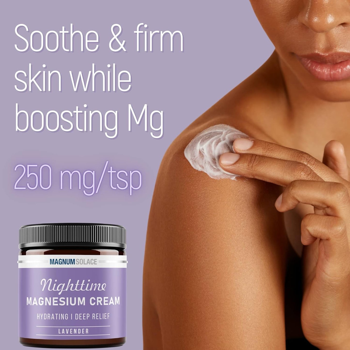 Nighttime Magnesium Cream by Magnum Solace, 5 oz Lotion - Lavender