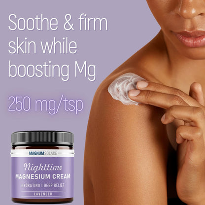 Nighttime Magnesium Cream by Magnum Solace, 5 oz Lotion - Lavender