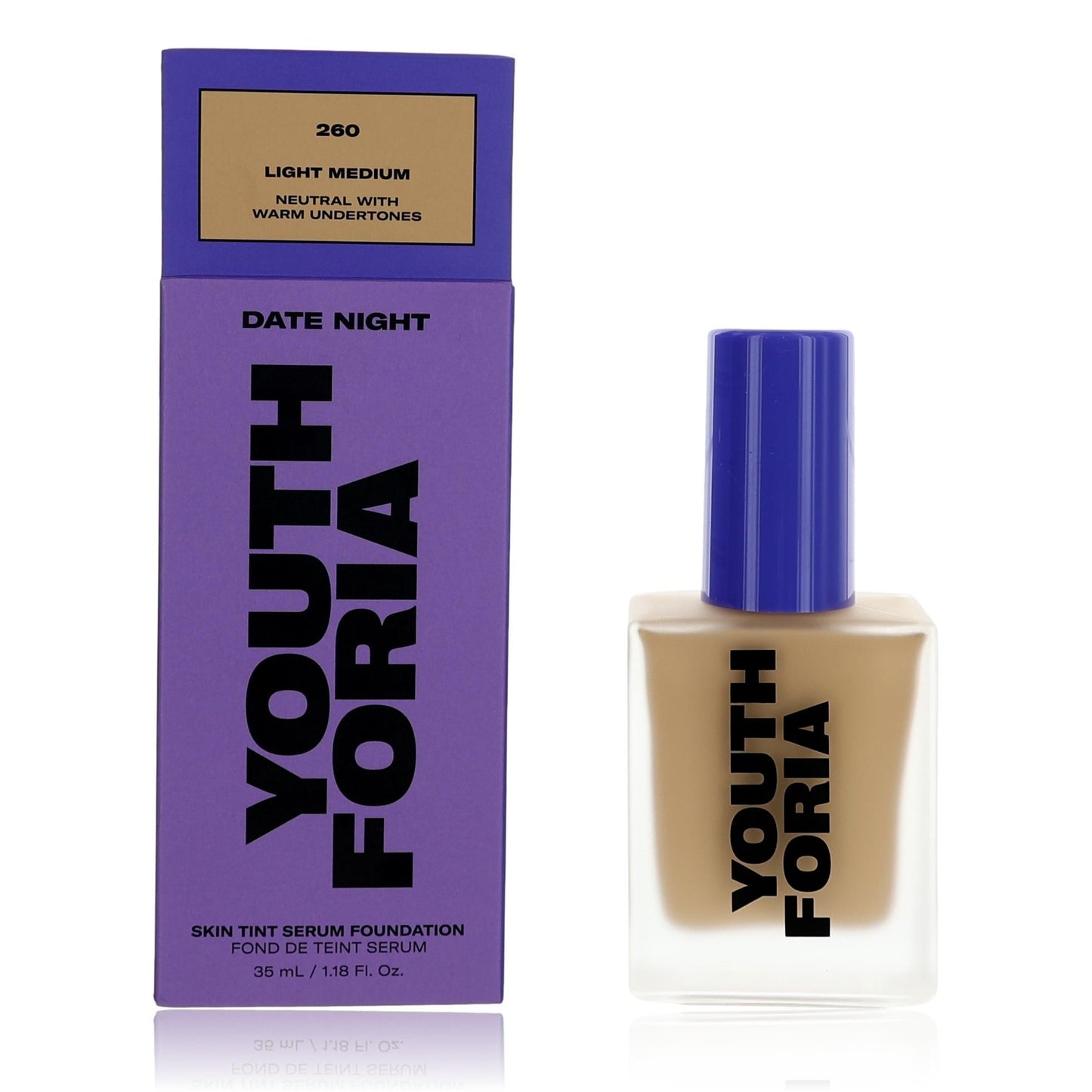 Date Night by Youthforia, 1.18oz Skin Tint Serum Foundation - 260 Light Medium  - 260 Light Medium