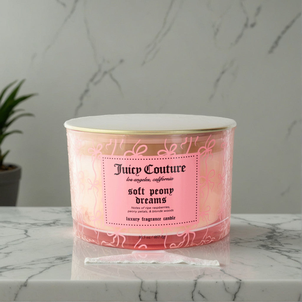 Juicy Couture 16.5 oz Soy Wax Blend 3 Wick Candle - Soft Peony Dreams