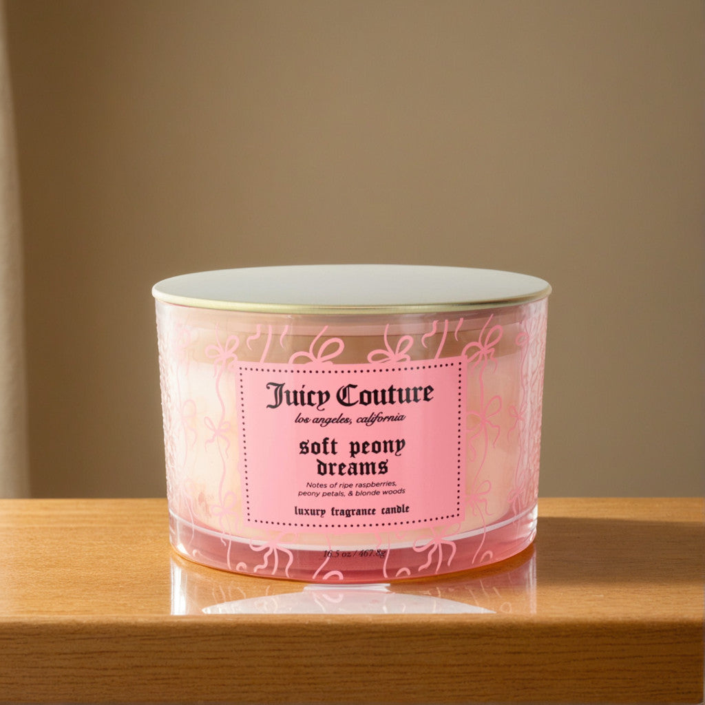 Juicy Couture 16.5 oz Soy Wax Blend 3 Wick Candle - Soft Peony Dreams