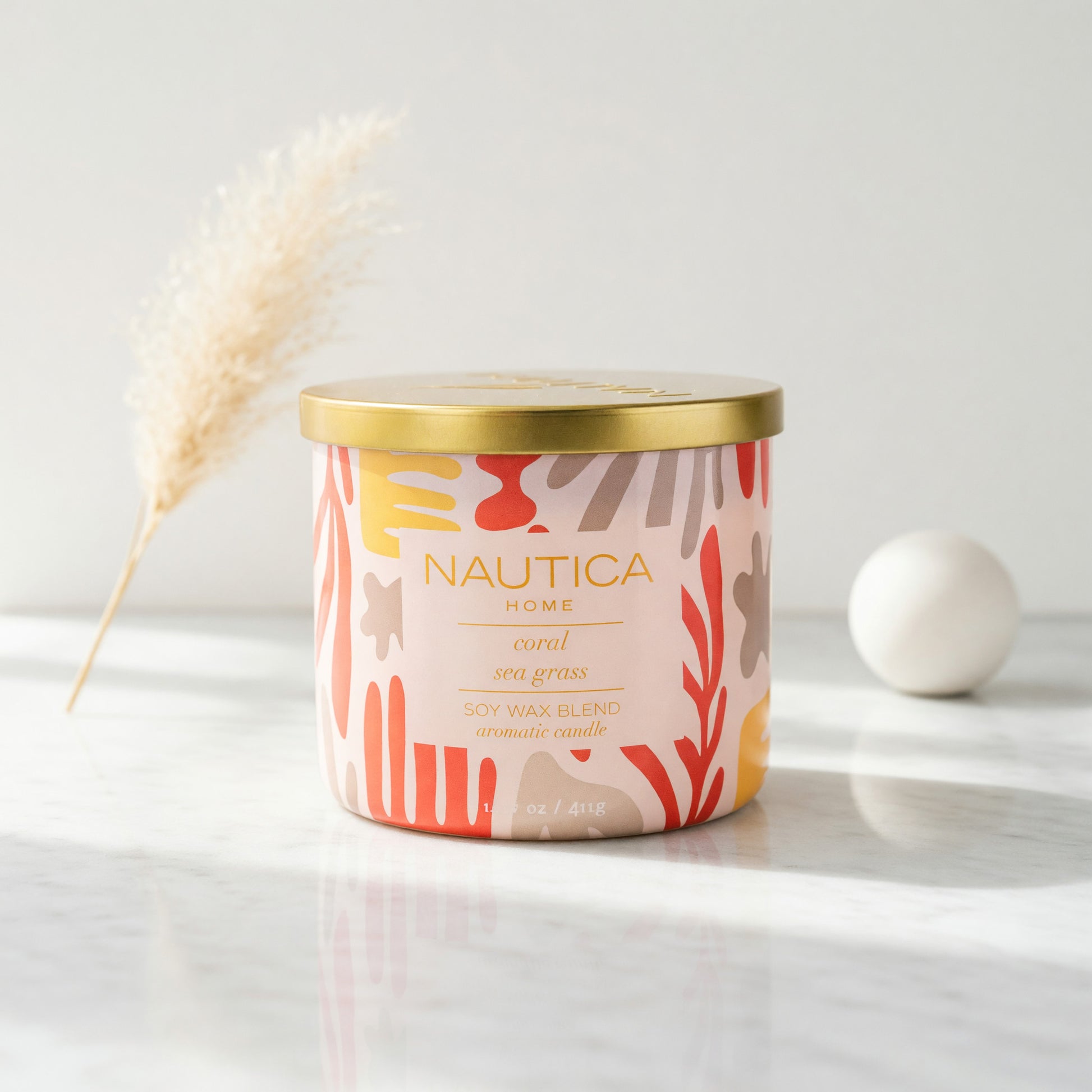 Nautica 14.5 oz Soy Wax Blend 3 Wick Candle - Coral Sea Grass
