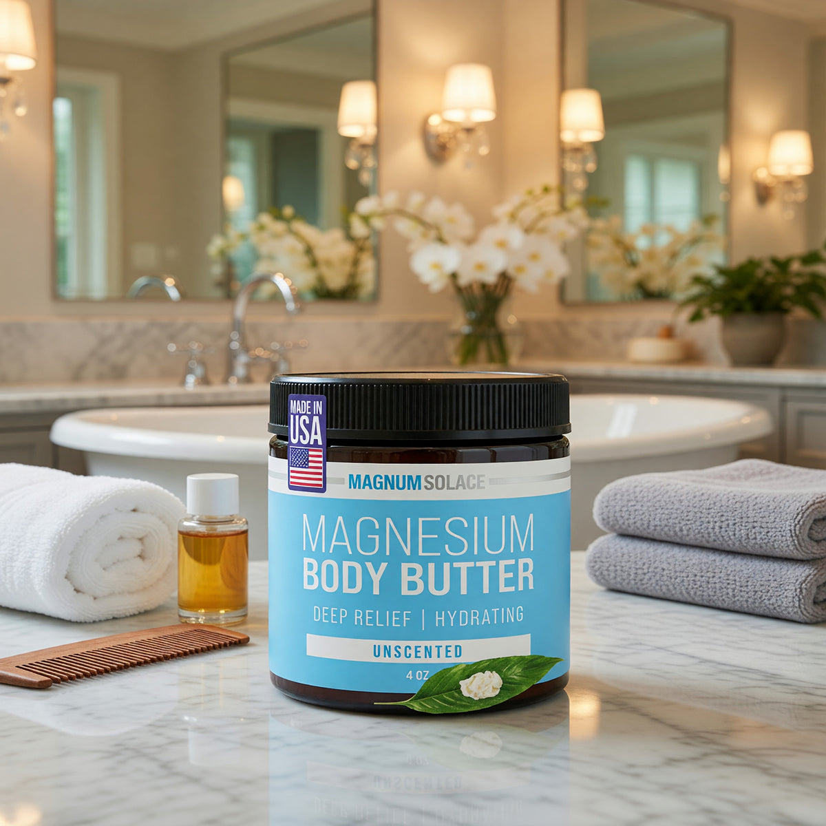 Magnesium Body Butter by Magnum Solace, 5 oz Body Butter - Unscented  - Unscented