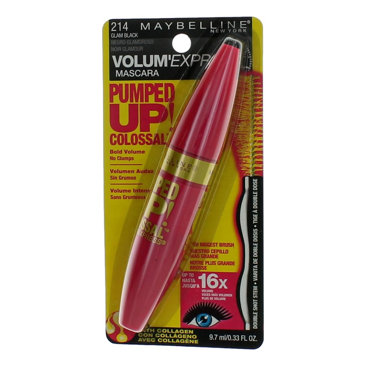 Maybelline Pumped Up Colossal Volum' Express. 0.33oz Mascara - 214 Glam Black - 214 Glam Black