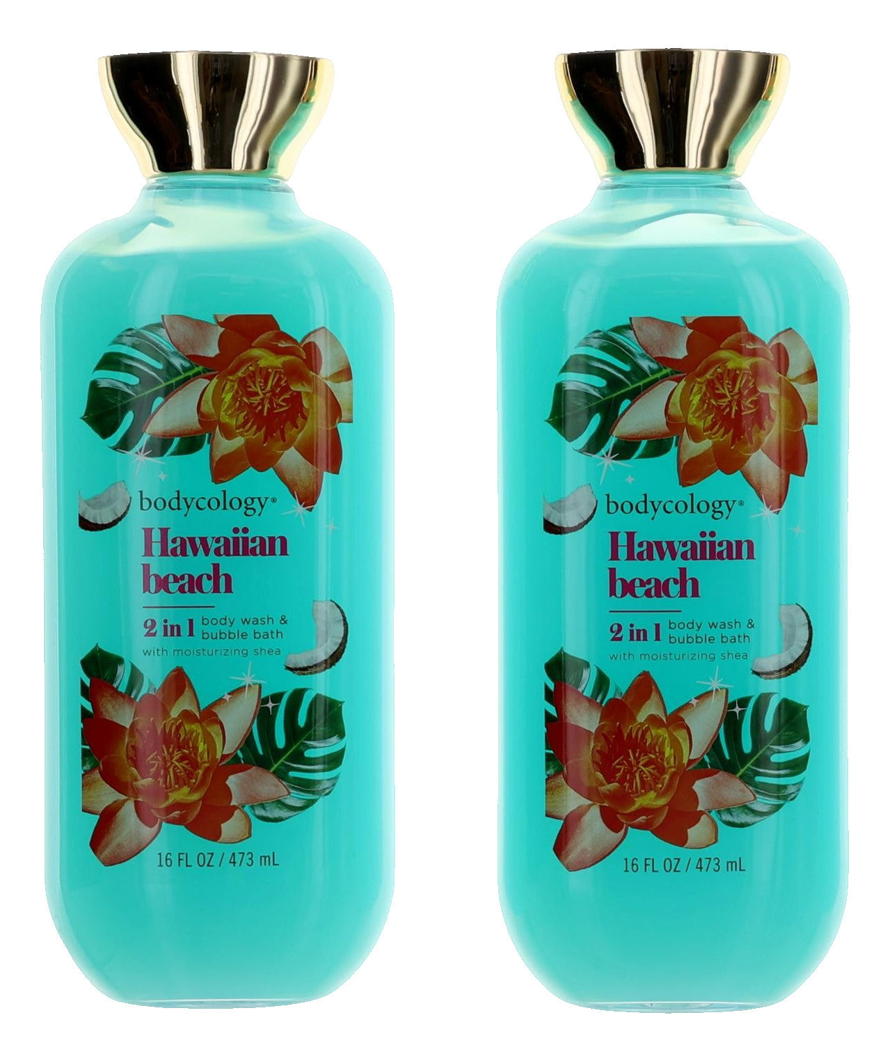 Hawaiian Beach by Bodycology, 3 Pack 16oz 2 in 1 Body Wash & Bubble Bath women