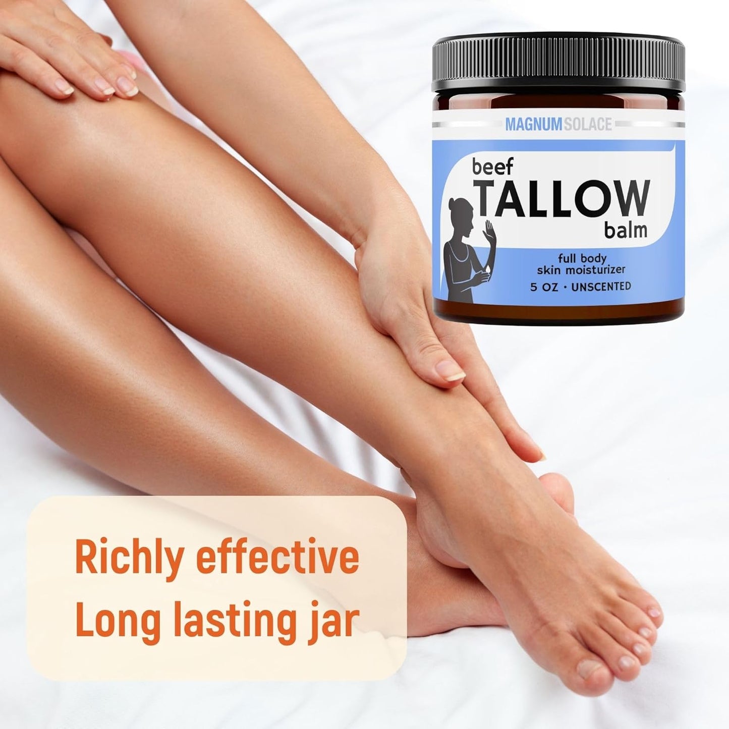 Beef Tallow Balm by Magnum Solace, 5 oz Full Body Skin Moisturizer 