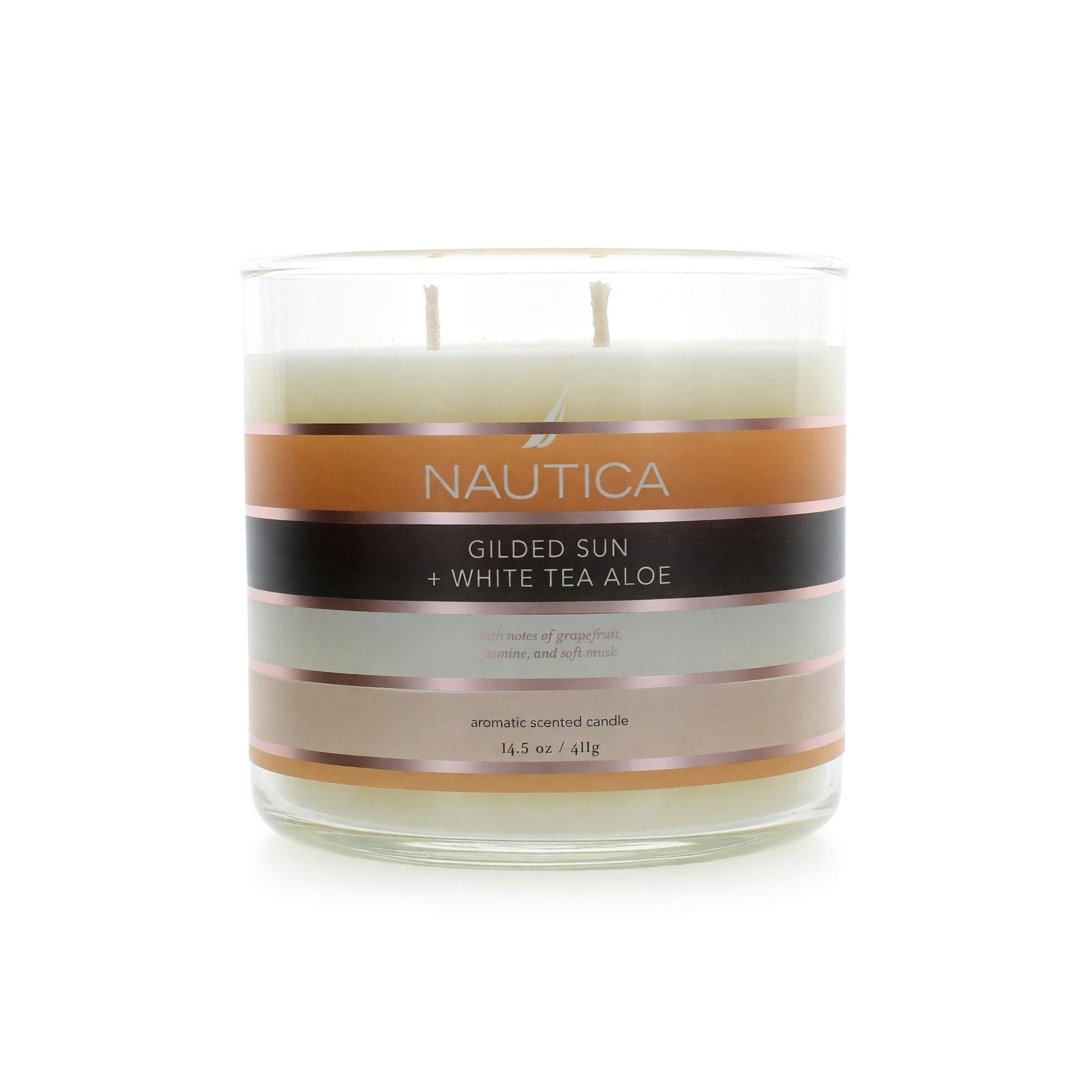 Nautica 14.5oz Soy Wax Blend 3 Wick Candle - Gilded Sun & White Tea Aloe