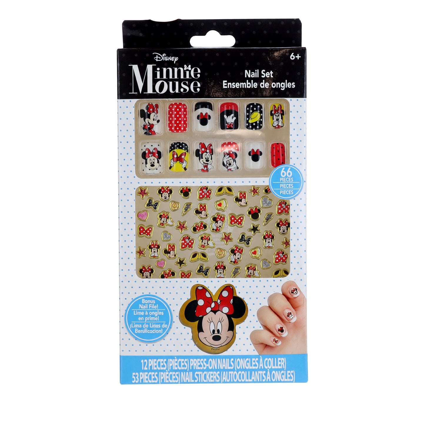 Minnie Mouse Nail Art Set by Disney, 66 Piece Set for Kids